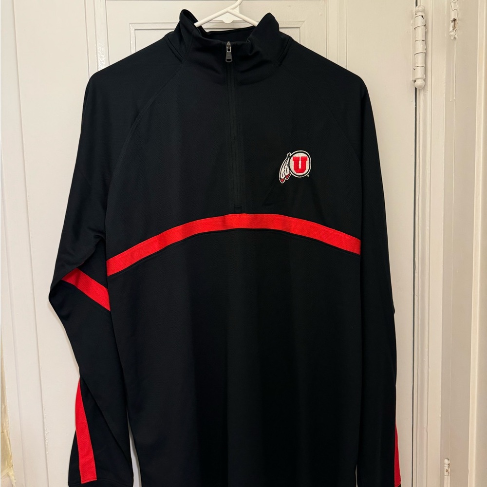Utah Utes Under Armour Black and Red Lightweight 1/4 Zip